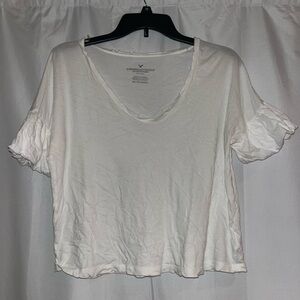 Distressed American eagle white tee v-neck size XS